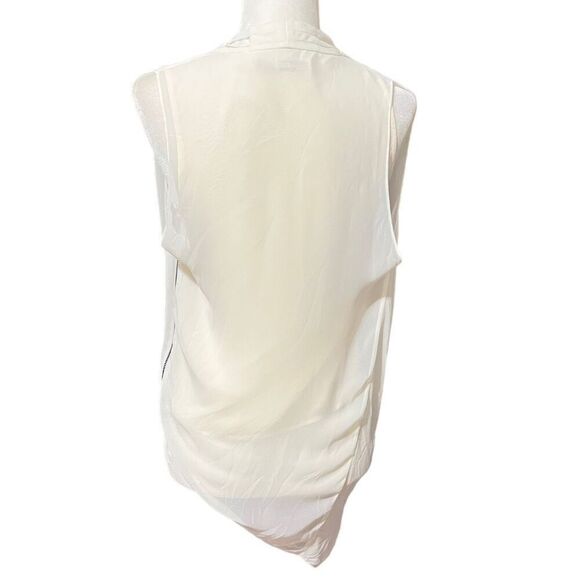 All Saints Draped Silk Top White Abi Sz Small 2 Layered Wrap Effect - Picture 11 of 15